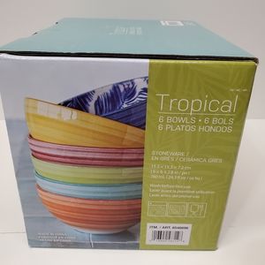 Over and back tropical stoneware 6 bowls